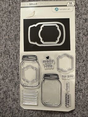 Hampton Art Mason Jar Made with Love Clear Stamp & Die Set
